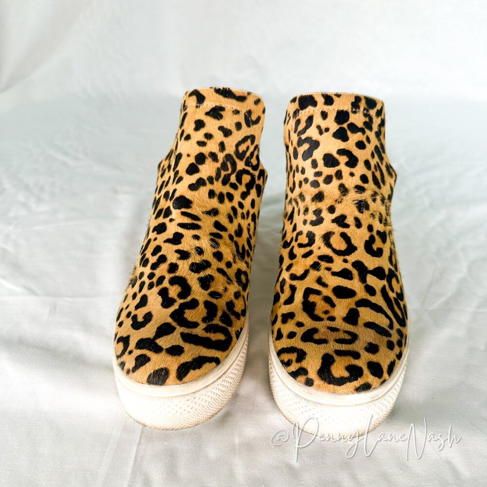 Steve Madden Leopard Print Cow Hair Wrangle Sneaker Size 7.5 - Picture 3 of 10